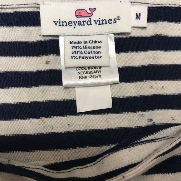 Vineyard Vines navy blue white striped caftan style top - Picture 3 of 4